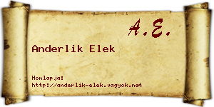 Anderlik Elek névjegykártya